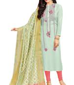 Light-blue embroidered cotton salwar