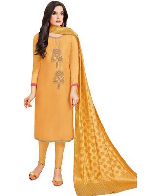 Mustard embroidered cotton salwar 1