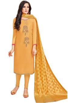 Mustard embroidered cotton salwar