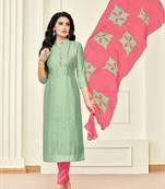 Green printed cotton salwar