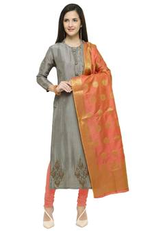 Charcoal embroidered cotton salwar