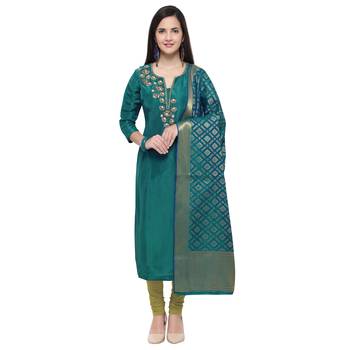 Teal embroidered cotton salwar 1