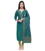 Teal embroidered cotton salwar
