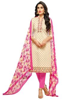 Cream embroidered chanderi salwar