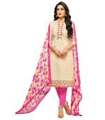 Cream embroidered chanderi salwar