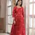 Red Printed Rayon Flared Kurti