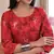 Red Printed Rayon Flared Kurti