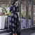 Navyblue Gold Printed Rayon Flared Kurti
