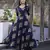Navyblue Gold Printed Rayon Flared Kurti