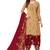 Beige & Maroon Cotton Printed Unstitch Dress Material with Dupatta
