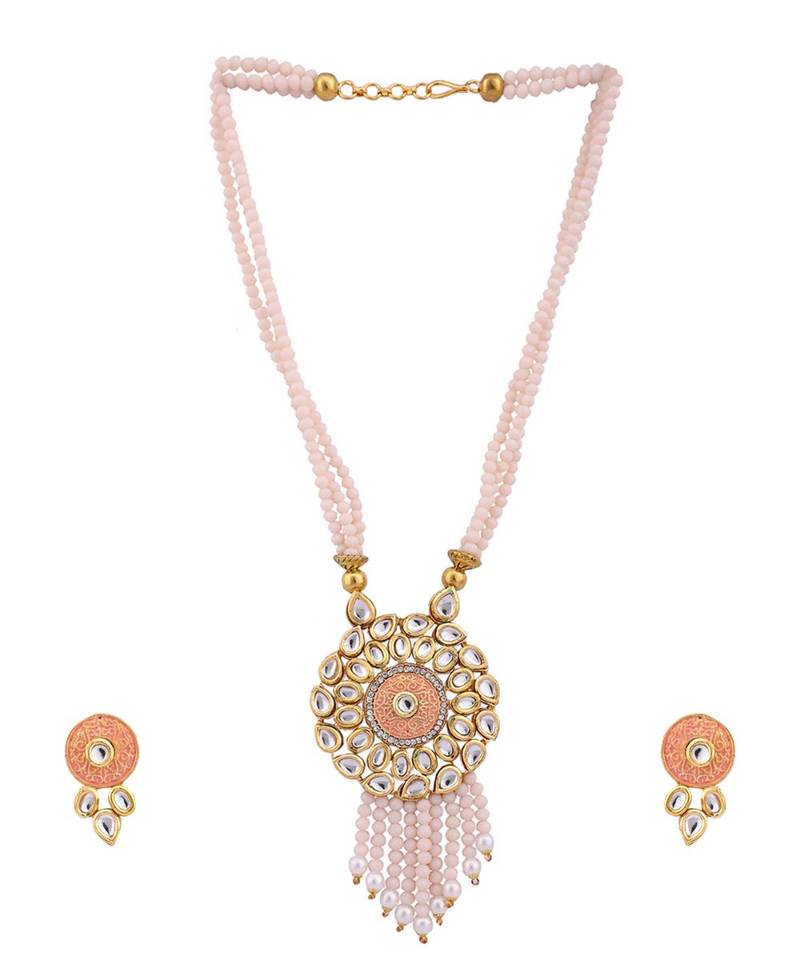 Multicolor Meenakari Long Crystal Necklace & Earring