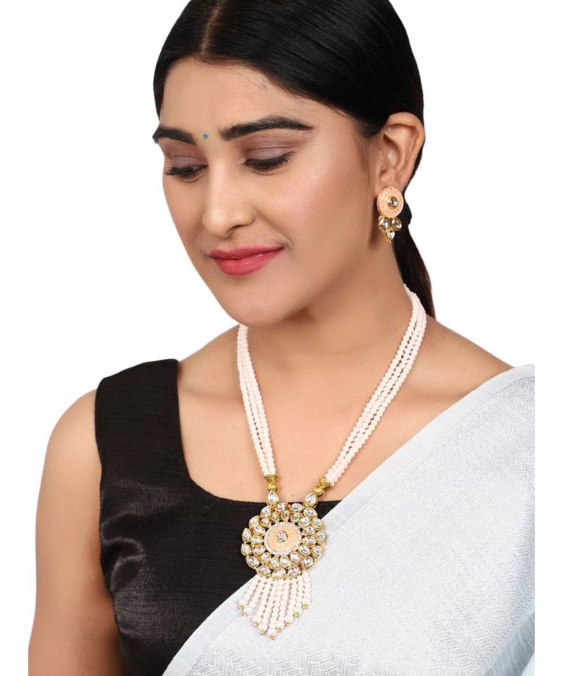 Multicolor Meenakari Long Crystal Necklace & Earring