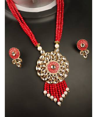 Multicolor Meenakari Long Crystal Necklace & Earring 1