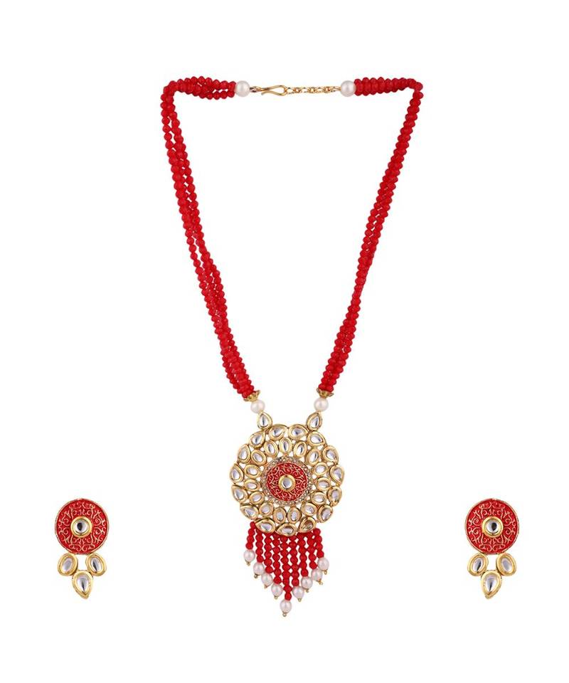 Multicolor Meenakari Long Crystal Necklace & Earring