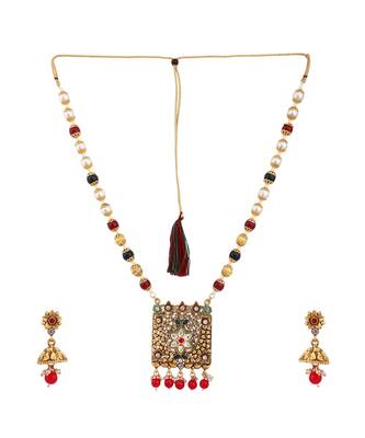 Multicolor Meenakari Long Crystal Necklace & Earring 2