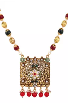 Multicolor Meenakari Long Crystal Necklace & Earring