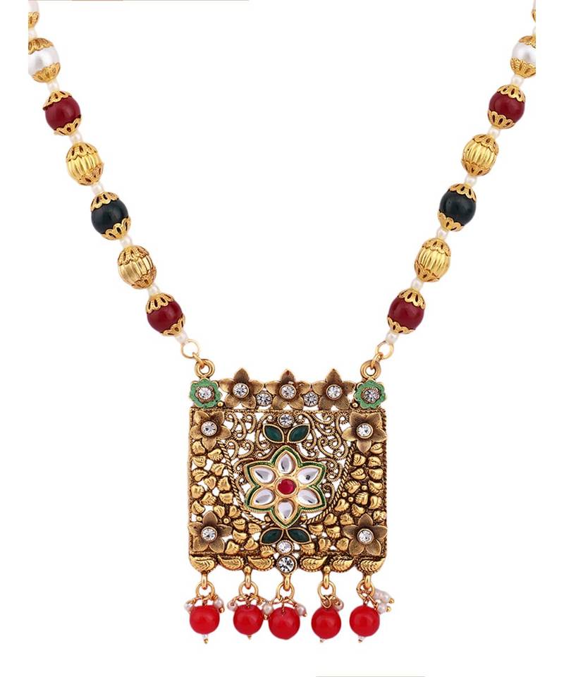 Multicolor Meenakari Long Crystal Necklace & Earring