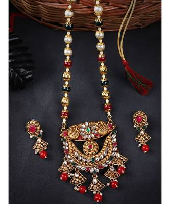 Multicolor Meenakari Long Crystal Necklace & Earring 1