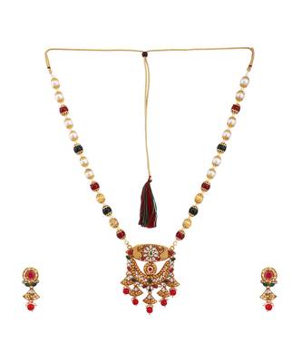 Multicolor Meenakari Long Crystal Necklace & Earring 2