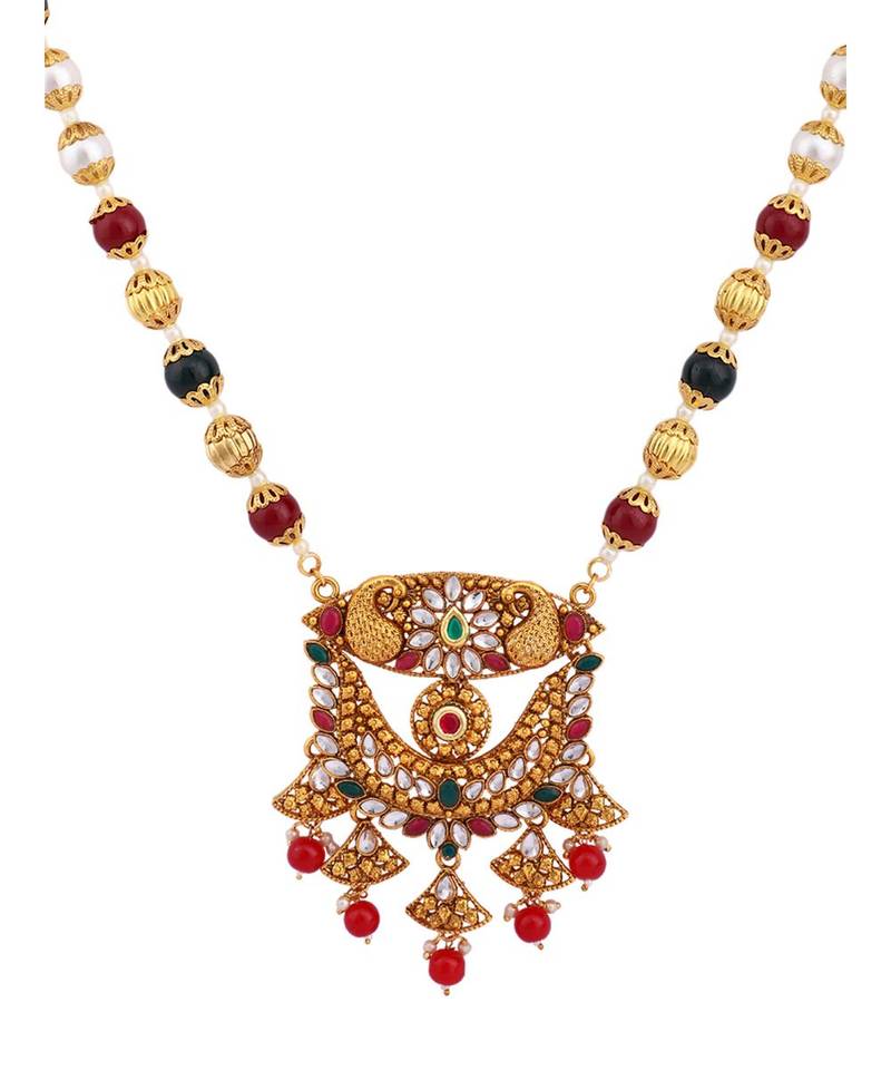 Multicolor Meenakari Long Crystal Necklace & Earring