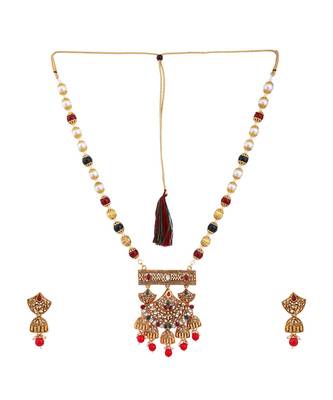 Multicolor Meenakari Long Crystal Necklace & Earring 2
