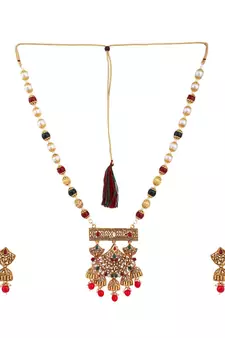 Multicolor Meenakari Long Crystal Necklace & Earring