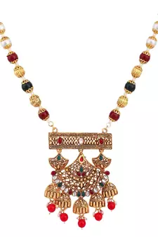 Multicolor Meenakari Long Crystal Necklace & Earring