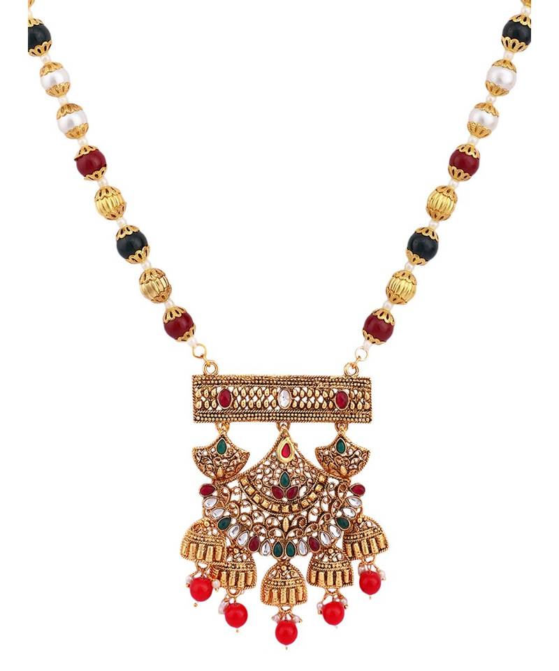 Multicolor Meenakari Long Crystal Necklace & Earring