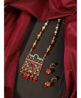 Multicolor Meenakari Long Crystal Necklace & Earring 1