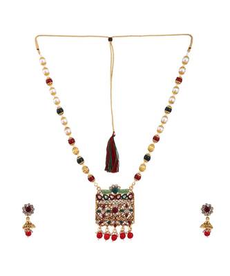 Multicolor Meenakari Long Crystal Necklace & Earring 2
