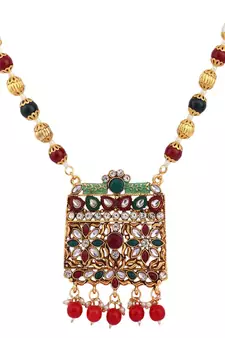 Multicolor Meenakari Long Crystal Necklace & Earring