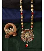 Multicolor Meenakari Long Crystal Necklace & Earring