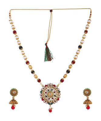 Multicolor Meenakari Long Crystal Necklace & Earring 2