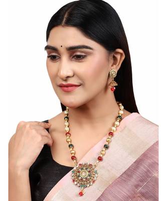 Multicolor Meenakari Long Crystal Necklace & Earring 3