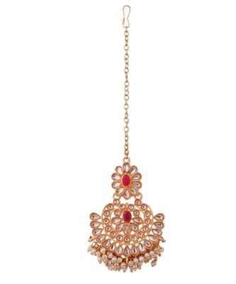 Gold-Plated Multi-Coloured & White Stone-Studded & Beaded Traditional Jewellery Set 5