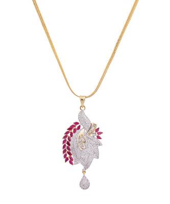 Gold-Plated American Diamond-Studded Partywear Jadau Pendant Set 3