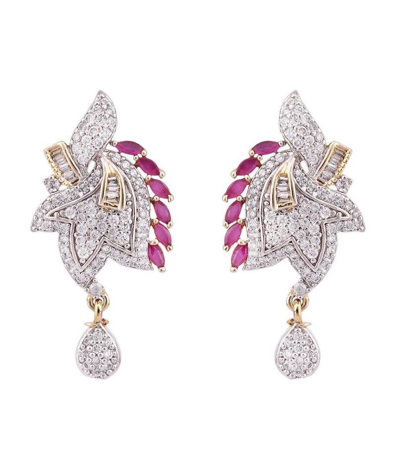 Gold-Plated American Diamond-Studded Partywear Jadau Pendant Set