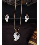 Gold-Plated American Diamond-Studded Partywear Jadau Pendant Set