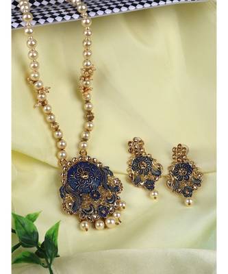 Multicolor Meenakari Long Crystal Necklace & Earring 1
