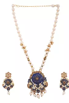 Multicolor Meenakari Long Crystal Necklace & Earring