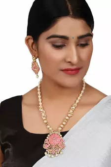 Multicolor Meenakari Long Crystal Necklace & Earring
