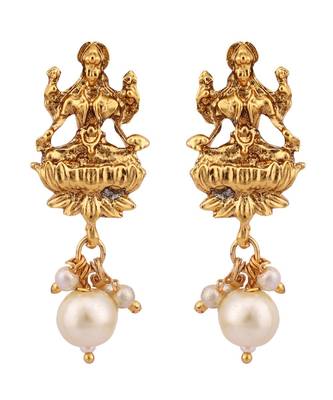 Multicolor Goddess Laxmi Motif Long Crystal Temple Necklace & Earring 4