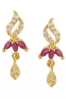 Gold Plated Black Artificial Stones-Studded & Beaded Mangalsutra Set