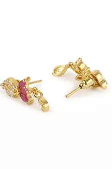 Gold Plated Black Artificial Stones-Studded & Beaded Mangalsutra Set