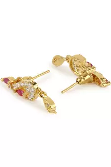 Gold Plated Black Artificial Stones-Studded & Beaded Mangalsutra Set
