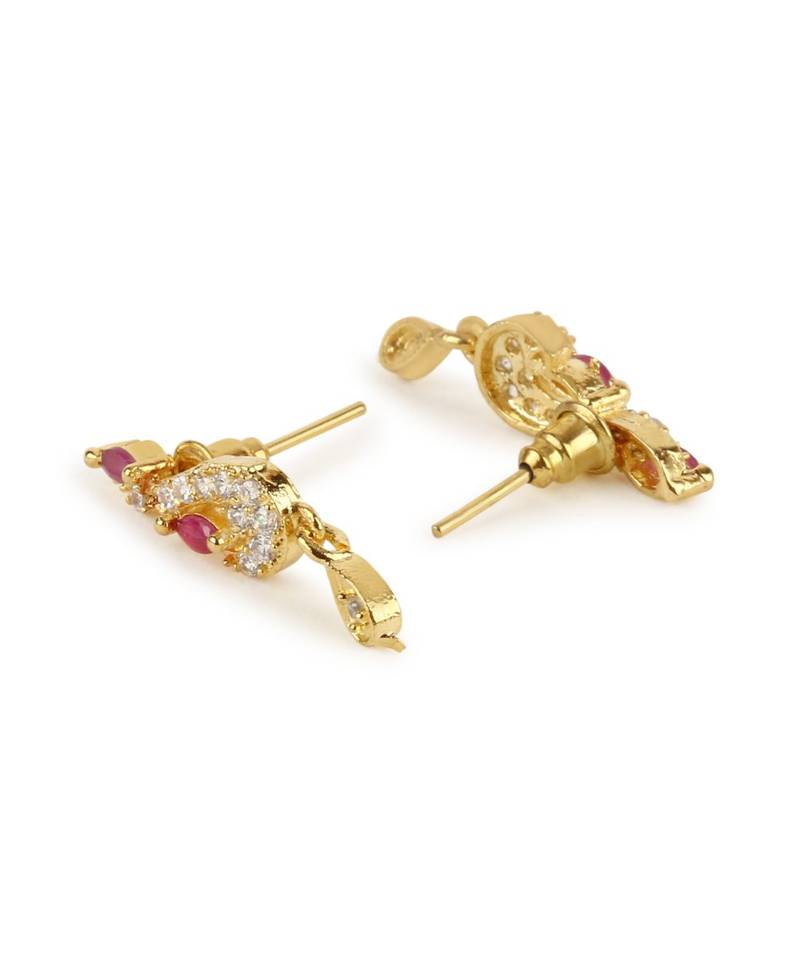 Gold Plated Black Artificial Stones-Studded & Beaded Mangalsutra Set