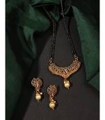 Woman Gold-Plated & Black Beaded Mangalsutra