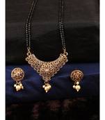 Woman Gold-Plated & Black Beaded Mangalsutra