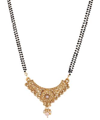 Woman Gold-Plated & Black Beaded Mangalsutra 2