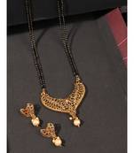 Woman Gold-Plated & Black Beaded Mangalsutra